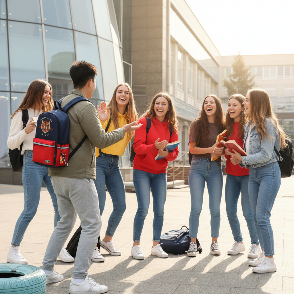 Grafisk Ryggsäck – kompisar och skratt